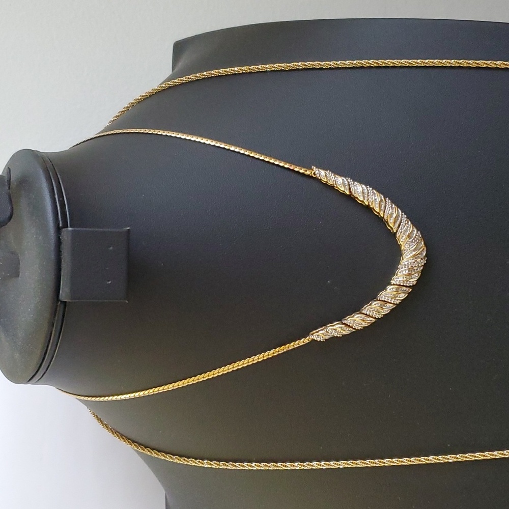 Watch Video / Sterling Silver 925 Diamond Necklace 14K Gold